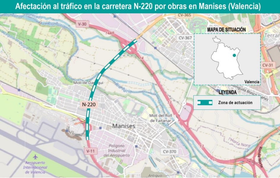 corte carretera aeropuerto Manises y V-30